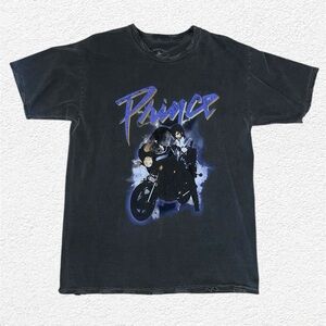 The Prince Estate Purple Rain Graphic Black Distressed Short Sleeve T-Shirt